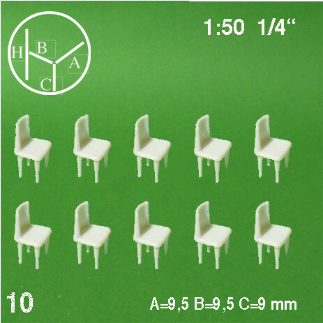 DINING CHAIRS, WHITE, M=1:50 (10 PCS)