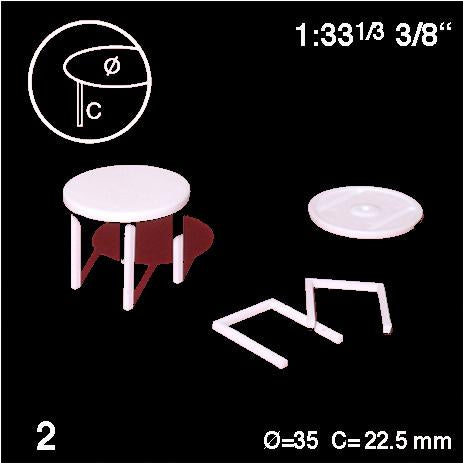 ROUND TABLES, WHITE, M=1:33 (2 PCS)