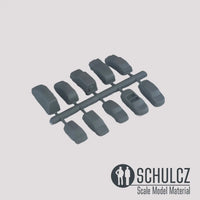 CARS, ASSORTED 10 TYPES, SCALE M=1:200 (IN COLOUR)