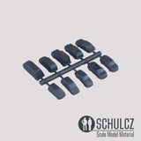 CARS, ASSORTED 10 TYPES, SCALE M=1:200 (IN COLOUR)