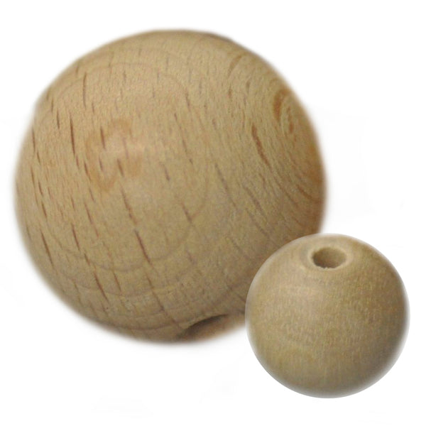WOODEN BALLS w/ HALF HOLE, NATURAL (SELECT SIZE)