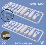 VEHICLES, ASSORTED, SCALE M=1:250 (WHITE / CLEAR)