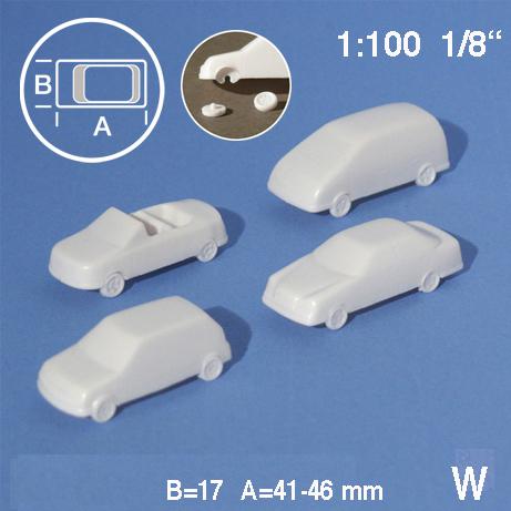 CARS, 4 TYPES, SCALE M=1:100 (SELECT COLOUR)