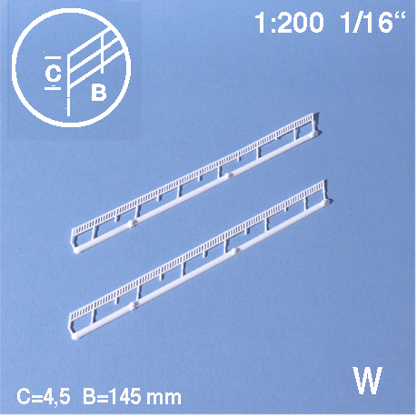 BANISTER RAILS, WHITE, M=1:200 (2 PCS)