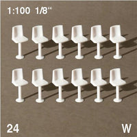 CHAIRS, WHITE, SCALE M=1:100, 24 PCS (DIFFERENT TYPES)