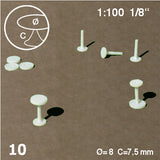 ROUND TABLES, CENTRAL LEG, WHITE, M=1:100 (10 PCS)