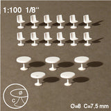 TABLES + CHAIRS, SEPARATE LEGS, WHITE, M=1:100 (5 PCS)