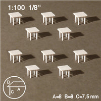SQUARE TABLES, WHITE, M=1:100 (10 PCS)