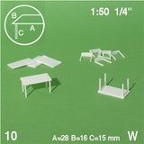 TABLES, LEGS SEPARATED, WHITE, M=1:50 (10 PCS)