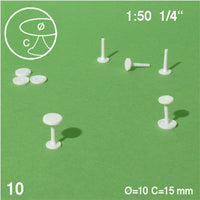 ROUND TABLES, CENTRAL LEG, WHITE, M=1:50 (10 PCS)