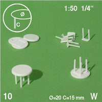 ROUND TABLES, LEGS SEPERATED, WHITE, M=1:50 (10 PCS)