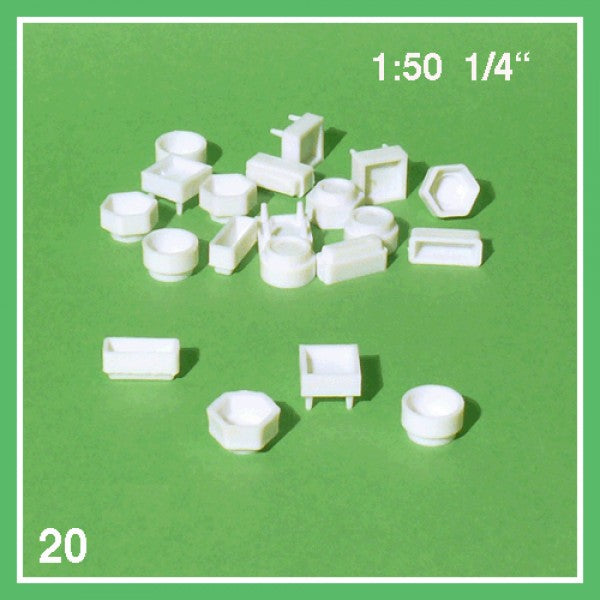 PLANTER BOXES, WHITE, M=1:50 (20 PCS)