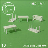 RECTANGULAR TABLES, WHITE, M=1:50 (10 PCS)