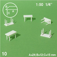 RECTANGULAR TABLES, WHITE, M=1:50 (10 PCS)