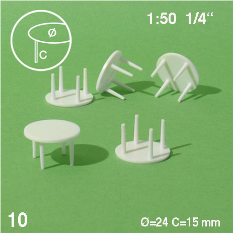 ROUND TABLES, WHITE, M=1:50 (10 PCS)