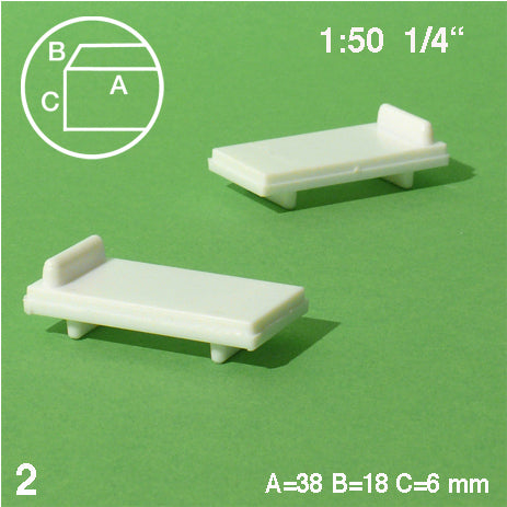 SINGLE BEDS, WHITE, M=1:50 (2 PCS)