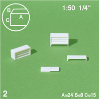 CHESTS OF DRAWERS, WHITE, M=1:50 (2 PCS)