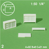 CHESTS OF DRAWERS, WHITE, M=1:50 (2 PCS)