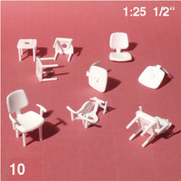 CHAIRS w/ ARM RESTS, WHITE, M=1:25 (10 PCS)