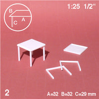 TABLES, LEGS SEPARATED, WHITE, M=1:25 (2 PCS)