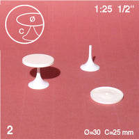 ROUND TABLES, CENTRAL LEG, WHITE, M=1:25 (2 PCS)