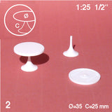 ROUND TABLES, CENTRAL LEG, WHITE, M=1:25 (2 PCS)