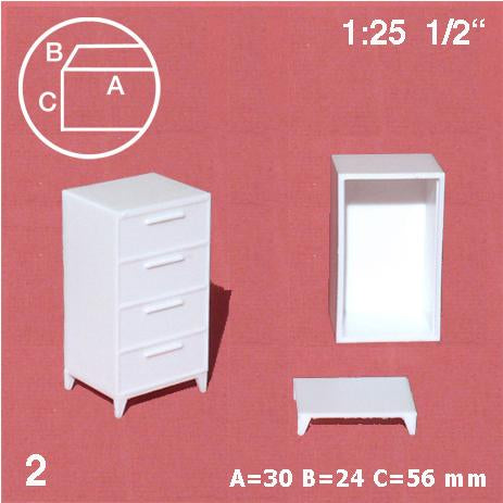 CHESTS OF DRAWERS, WHITE, M=1:25 (2 PCS)